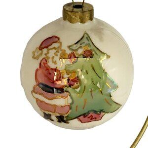 Vintage Hand Painted Santa Glass Ball Christmas Ornament Signed & Numbered
